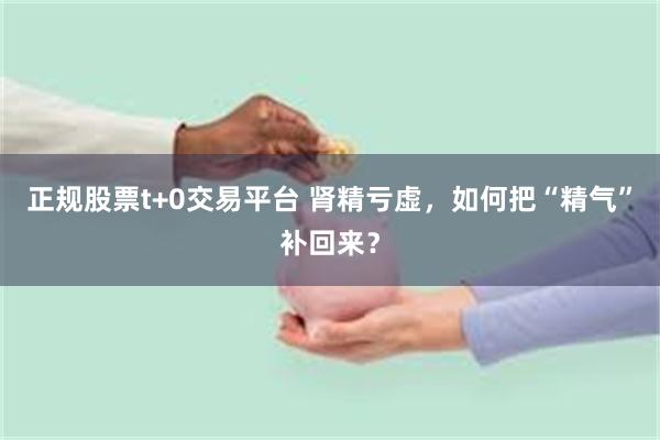 正规股票t+0交易平台 肾精亏虚，如何把“精气”补回来？