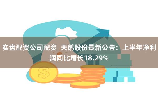 实盘配资公司配资  天鹅股份最新公告：上半年净利润同比增长18.29%